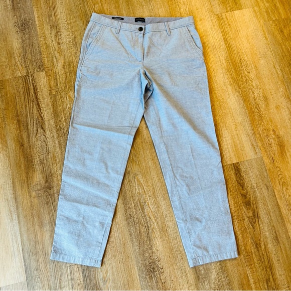 Talbots Relaxed Chino Pant Chambray Blue Linen EUC - Picture 1 of 8